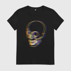 Женская футболка хлопок Skull Neon