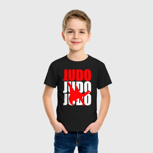Детская футболка хлопок с принтом JUDO JUDO JUDO, фото на моделе #1
