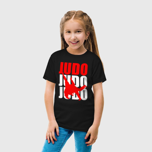 Детская футболка хлопок с принтом JUDO JUDO JUDO, вид сбоку #3