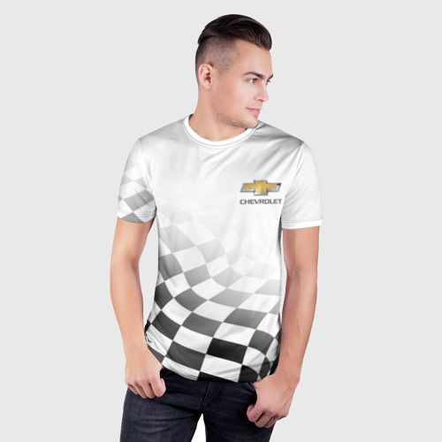 Мужская футболка 3D Slim Chevrolet Финишный флаг, цвет 3D печать - фото 3