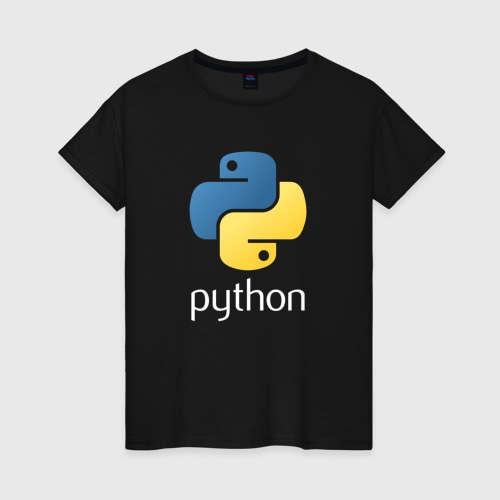 Женская футболка хлопок Python Логотип, цвет черный