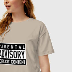 Женская футболка хлопок Oversize Parental advisоry - фото 2