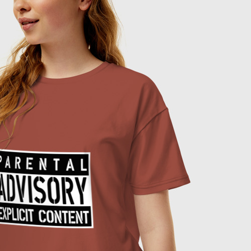Женская футболка хлопок Oversize Parental advisоry, цвет кирпичный - фото 3