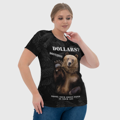 Женская футболка 3D с принтом Доллары? досвидос, фото #4
