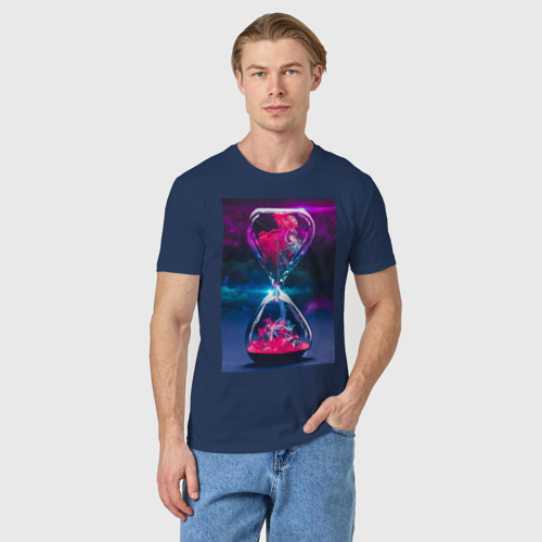 Мужская футболка хлопок Песочные Часики, цвет темно-синий - фото 3
