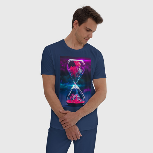 Мужская пижама хлопок Песочные Часики, цвет темно-синий - фото 3