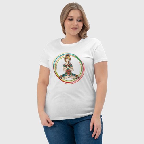 Женская футболка хлопок Лотос Йога, цвет белый - фото 6