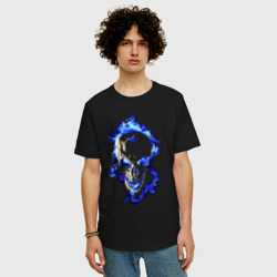 Мужская футболка хлопок Oversize Neon skull Fashion 2022 - фото 2