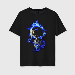Женская футболка хлопок Oversize Neon skull Fashion 2022