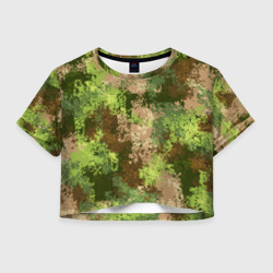 Женская футболка Crop-top 3D Камуфляж Василиск Лес