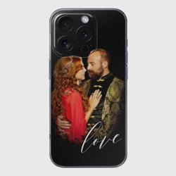 Чехол для iPhone 16 Pro Max силиконовый с защитой камеры Сулейман и Хюррем Султан