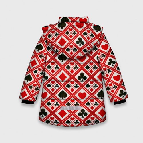 Зимняя куртка для девочек 3D Масти Карточные, цвет красный - фото 2