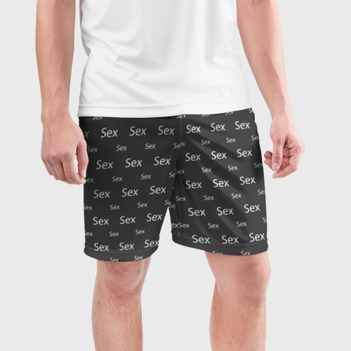 Мужские шорты спортивные с принтом SEX-СЕКС-SEX, фото на моделе #1