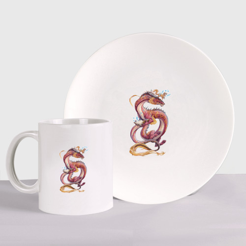 Набор: тарелка + кружка Драконий маг с фамильяром