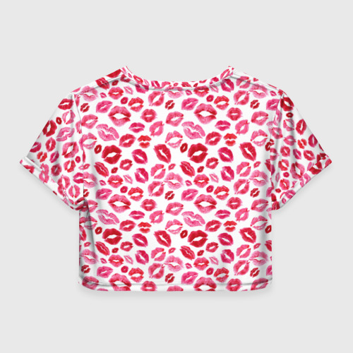 Женская футболка Crop-top 3D Поцелуи Губы, цвет 3D печать - фото 2