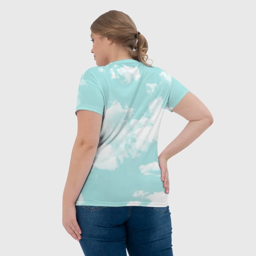 Женская футболка 3D с принтом Эда Йылдыз и Серкан Болат, вид сзади #2