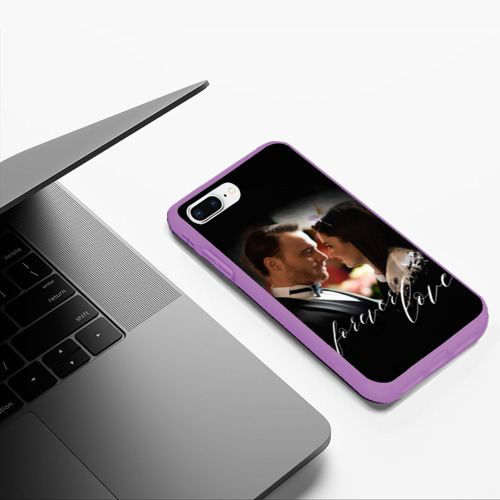 Чехол для iPhone 7Plus/8 Plus матовый Eda and Serkan forever love, цвет фиолетовый - фото 5