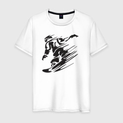 Сноубордист черный силуэт – Мужская футболка хлопок с принтом купить со скидкой в -20%