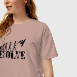 Женская футболка хлопок Oversize Сноуборд эволюция - фото 2