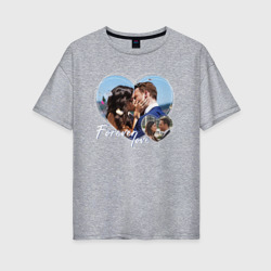 Forever love Sen cal Kapimi – Женская футболка хлопок Oversize с принтом купить со скидкой в -16%