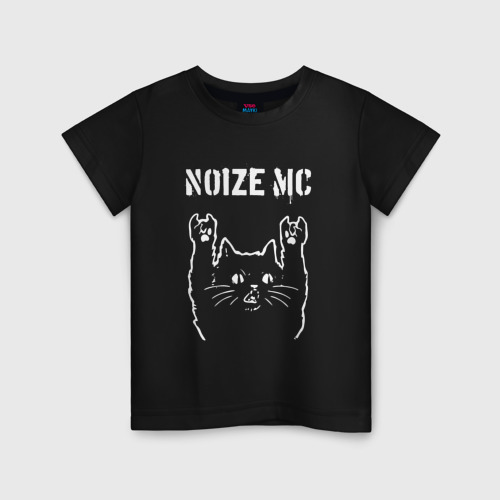 Детская футболка хлопок Noize MC рок кот, цвет черный