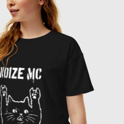 Женская футболка хлопок Oversize Noize MC рок кот - фото 2