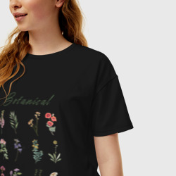 Женская футболка хлопок Oversize Botanical разные растения ботаника - фото 2