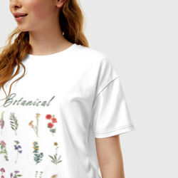 Женская футболка хлопок Oversize Botanical разные растения ботаника - фото 2