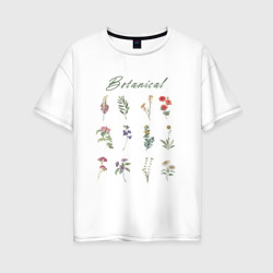 Женская футболка хлопок Oversize Botanical разные растения ботаника