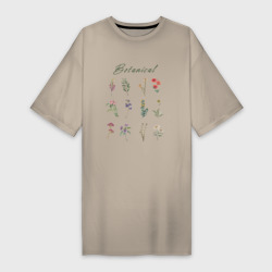 Платье-футболка хлопок Botanical разные растения ботаника