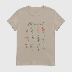 Женская футболка хлопок Botanical разные растения ботаника