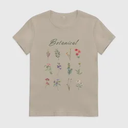 Женская футболка хлопок Botanical разные растения ботаника