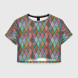 Женская футболка Crop-top 3D Мандалы Текстура