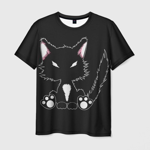 Мужская футболка 3D с принтом Disturbed Cat, вид спереди #2