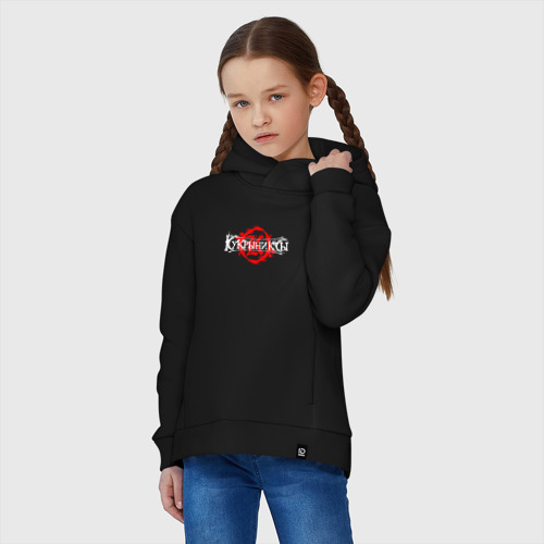 Детское худи Oversize хлопок Кукрыниксы - красный логотип, цвет черный - фото 3