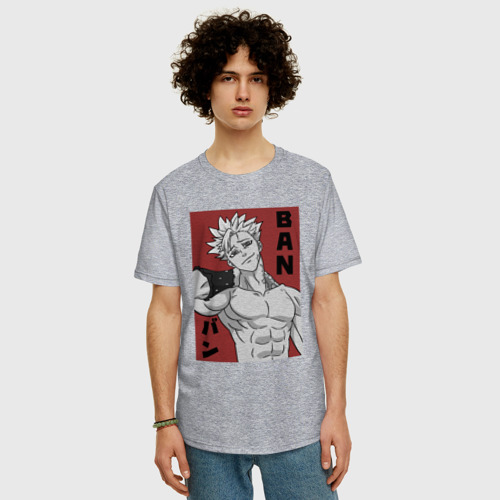 Мужская футболка хлопок Oversize Бессмертный Бан, цвет меланж - фото 3