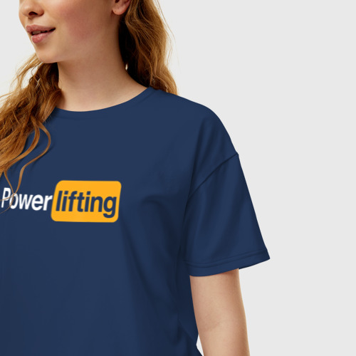 Женская футболка хлопок Oversize Powerlifting антибренд - фото 3