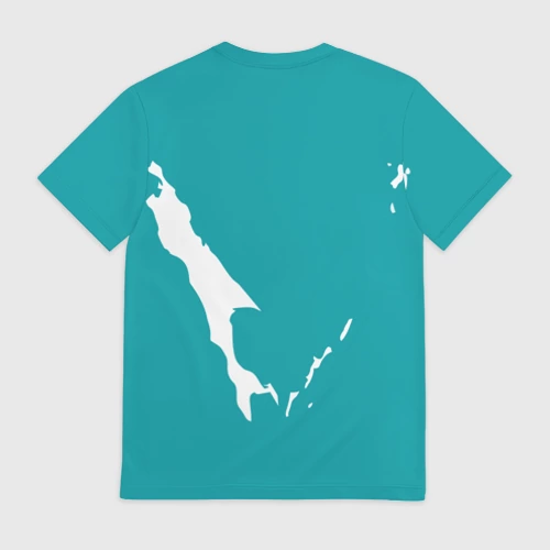 Мужская футболка 3D с принтом Сахалин герб, вид сзади #1