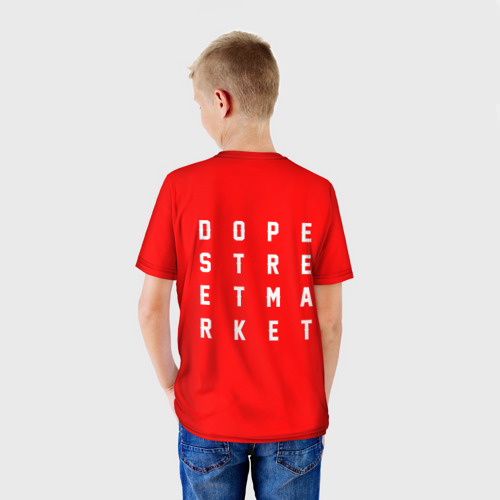 Детская футболка 3D с принтом Узор Red Rollister (Dope Street Market), вид сзади #2