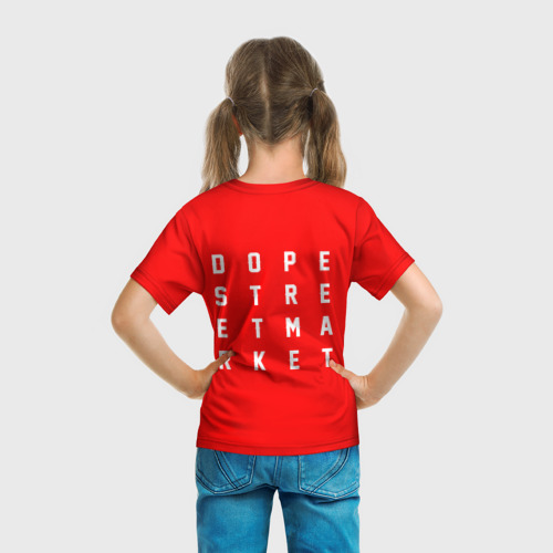 Детская футболка 3D с принтом Узор Red Rollister (Dope Street Market), вид сзади #2