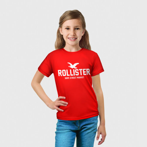 Детская футболка 3D с принтом Узор Red Rollister (Dope Street Market), вид сбоку #3
