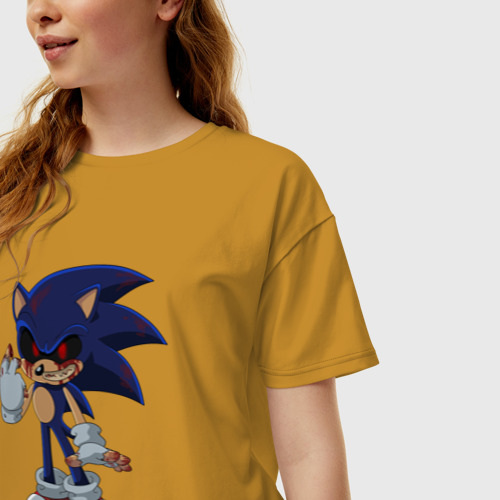 Женская футболка хлопок Oversize с принтом Sonic Exe Начало кошмара, фото на моделе #1