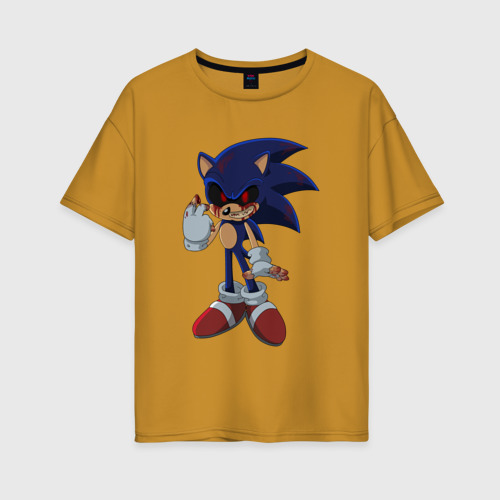 Женская футболка хлопок Oversize с принтом Sonic Exe Начало кошмара, вид спереди #2