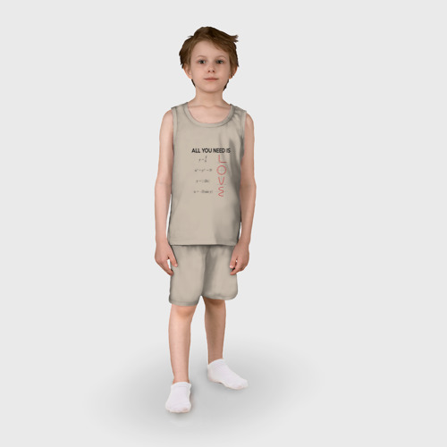 Детская пижама с шортами хлопок Любовь нужна математику, цвет миндальный - фото 3