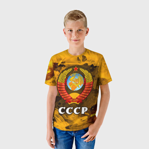 Детская футболка 3D Советский союз - герб - Пламя, цвет 3D печать - фото 3