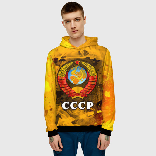 Мужская толстовка 3D Советский союз - герб - Пламя, цвет черный - фото 3