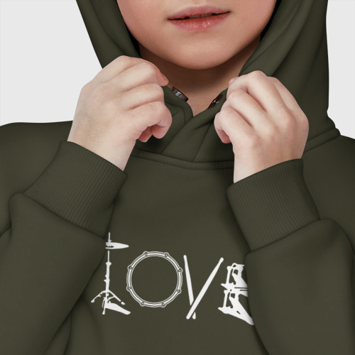 Детское худи Oversize хлопок Барабанщик love, цвет хаки - фото 7