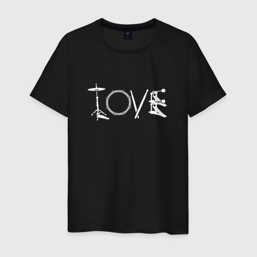 Мужская футболка хлопок Барабанщик love, цвет черный