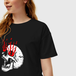 Женская футболка хлопок Oversize Flame & Skull - фото 2
