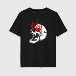Женская футболка хлопок Oversize Flame & Skull